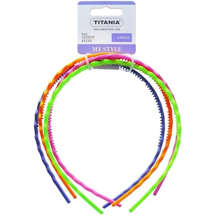 Titania 4Q-8237 Zigzag Sortette Headbands 4-Pieces, 0.6 cm Size, Multicolor